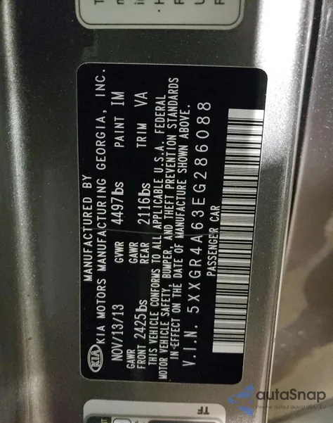 2014 Kia Optima Sx from USA, damaged, VIN 5XXGR4A63EG286088